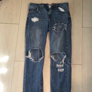 Distressed Blue Jeans